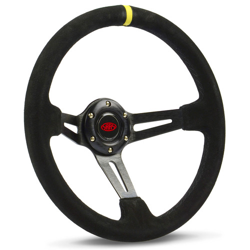 Steering Wheel Suede 14" ADR Deep Dish Black Slotted + Indicator
