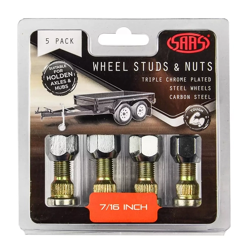 Trailer Wheel Studs and Nuts 7/16 5 Pack