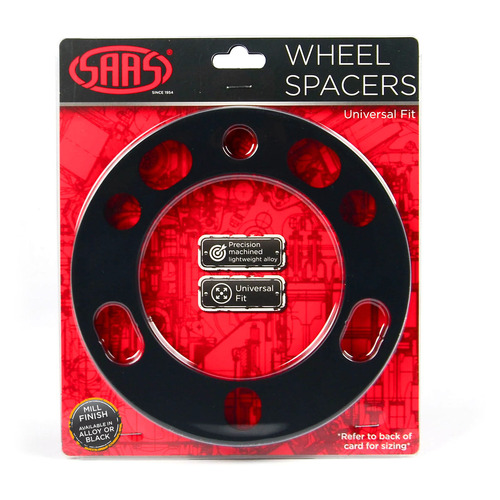 Wheel Spacer Pair Universal 6 Stud 6mm Black